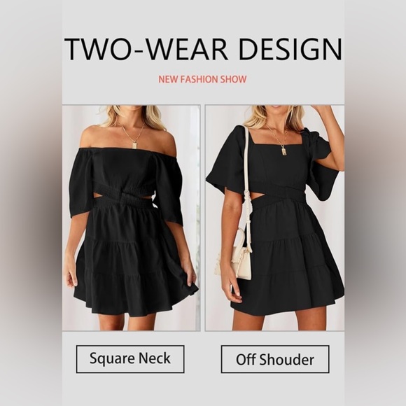 Cute two-style black mini dress with cut out - Picture 3 of 5